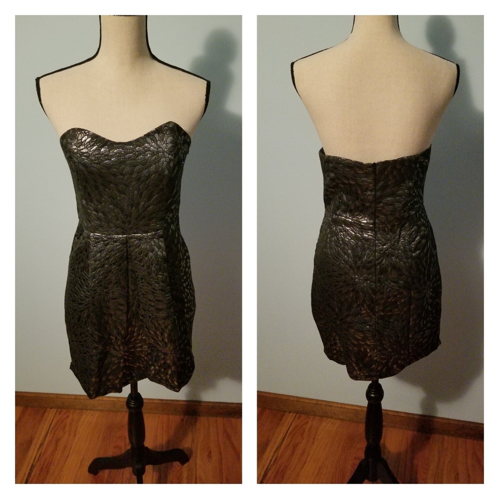Millau Black & Silver Metallic Strapless Dress
